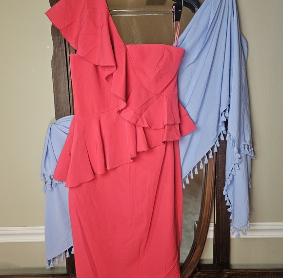 Trina Turk One Shoulder Pink Dress - Picture 1 of 8